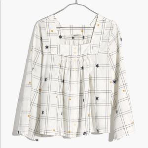NWT Madewell Embroidered Grid Windowpane Blouse